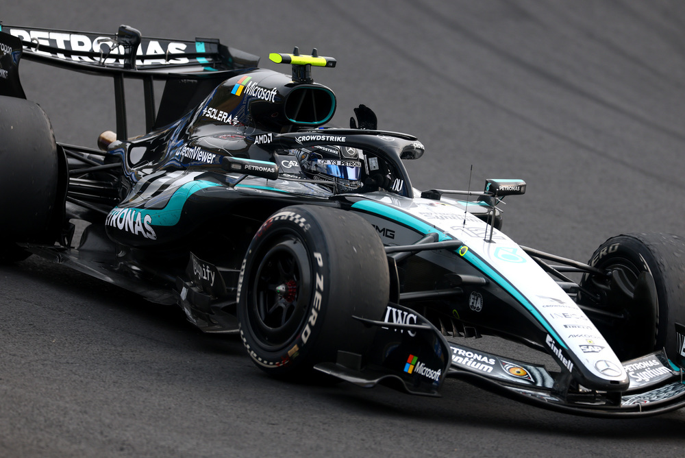 Mercedes Formula 1 car racing on track